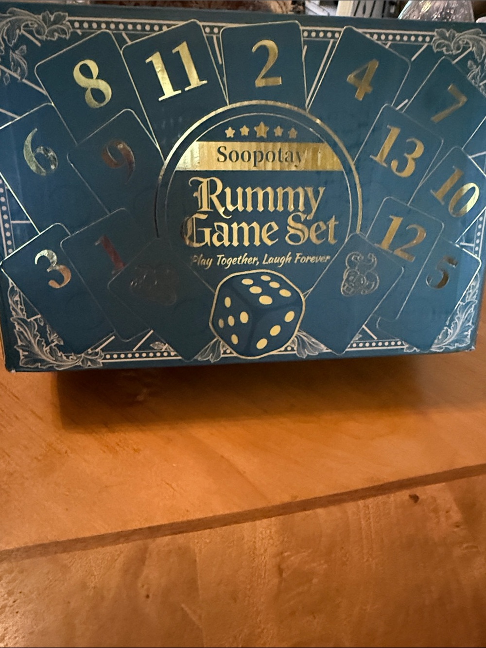 Rummy Game Set - Teal and Gold